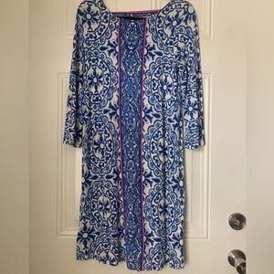Lilly Pulitzer Preppy Blue and White Print Dress Size M